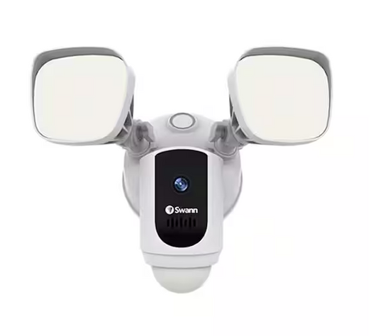 Outdoor Wi-Fi Camera with Motion Activated Floodlight, White