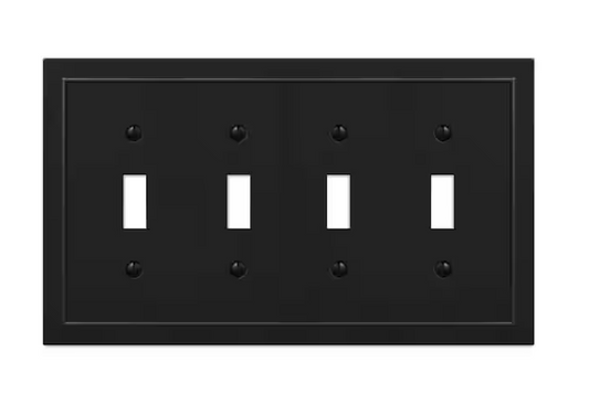 Bethany 4 Gang Toggle Metal Wall Plate - Black - 91004412439