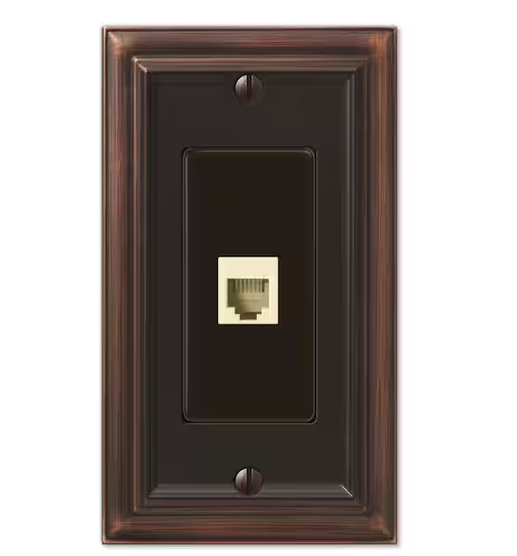 Continental 1 Gang Phone Metal Wall Plate - Aged Bronze - 91004425387