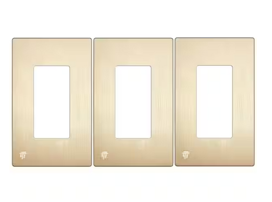 Elite Series 1-Gang 4.68 in. H x 2.93 in. L, Screwless Decorator Wall Plate in Brushed Gold (3-Pack) - 91006791277