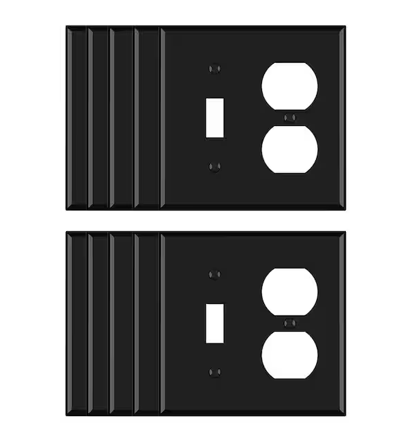 2 Gang Midsize 1-Toggle/1-Duplex Wall Plate, Black (10-Pack) - 91007823566