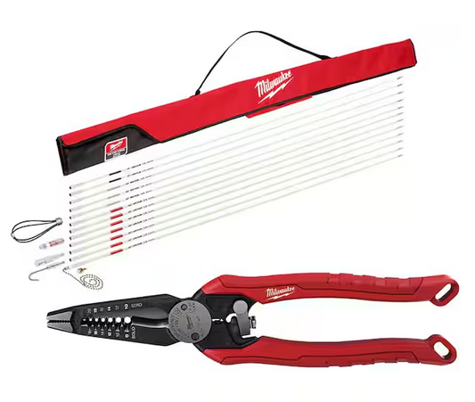 60 ft. Fiberglass Fish Stick Low/Mid/High Flex Combo Kit with 7-in-1 Combination Wire Strippers Pliers - 91011044038