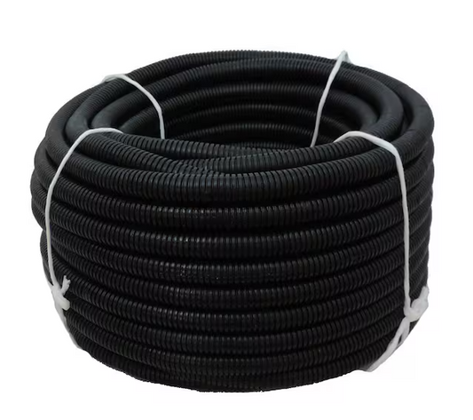 1 in. Dia. x 100 ft. Black Flexible Corrugated Polyethylene Non Split Tubing and Convoluted Wire Loom - 91005061710