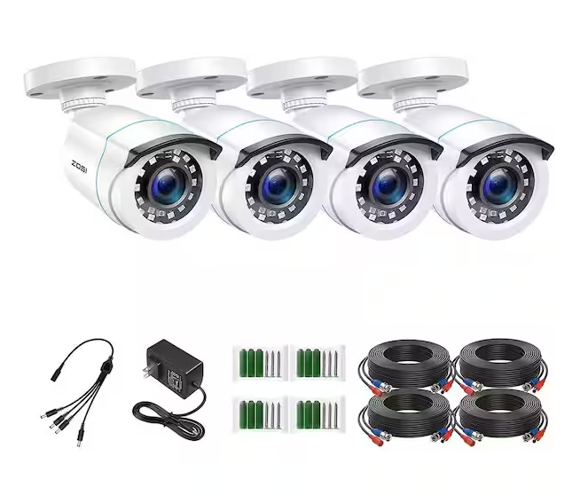 Wired 1080p Outdoor Bullet Security Camera Only Compatible with TVI Analog DVR (4-Cameras) - 91007714337