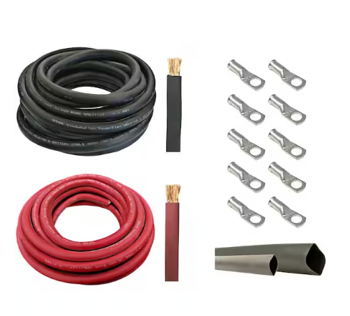 4-Gauge 5 ft. Black/5 ft. Red Welding Cable Kit (Includes 10-Pieces of Cable Lugs and 3 ft. Heat Shrink Tubing) - 91007762994