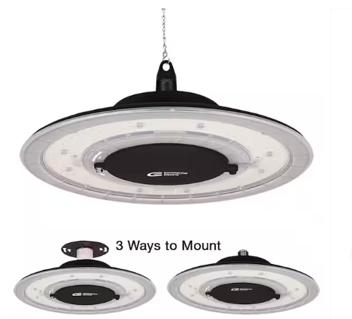 12 in. 12000 Lumens 100-Watt Lightweight Round Integrated LED High Bay Light 120-277V Mounting Options Dimmable - 91007187480