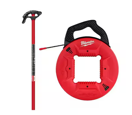 1/2 in. EMT Iron Conduit Bender Head with Handle and 100 ft. Polyester Fish Tape with Non-Conductive Tip - 91011044041