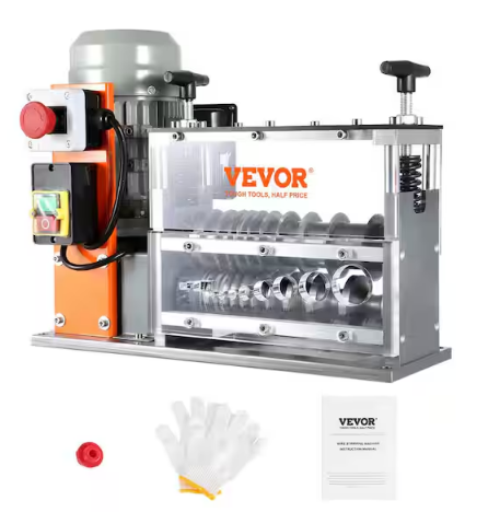 Automatic Wire Stripping Machine 0.06in. to 1.26in. Electric Cable Stripper Peeler 750W 10 Channels for Copper Recycling - 91010055361
