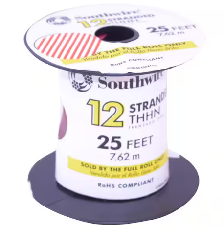 25 ft. 12 Red Stranded CU THHN Wire - 9201199