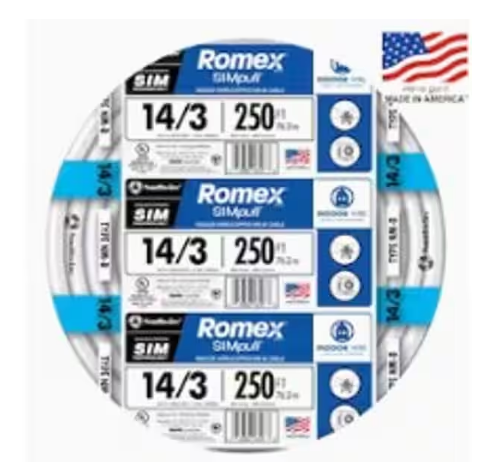 250 ft. 14/3 Solid Romex SIMpull CU NM-B W/G Wire - 9268887