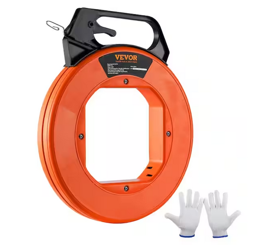 Fish Tape 240-ft. 1/8 in. Steel Wire Puller with Handle, Cable Puller, Wire Fishing Tools for Walls Electrical Conduit - 91010500342