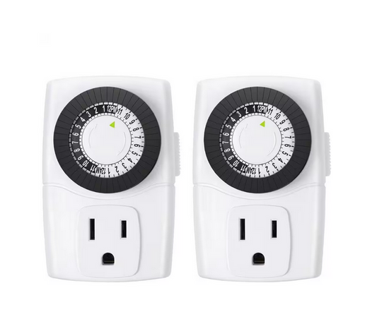 15 Amp 125-Volt 1440-Minutes Indoor Chronologic Outlet Timer with 3 Prong - White (2-Pack) - 91011685707