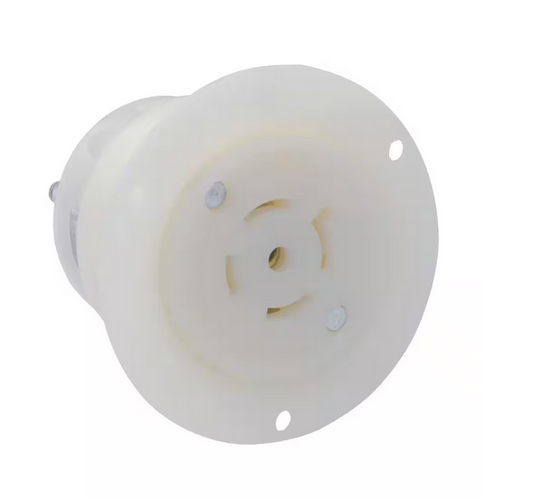 20 Amp 120/208-Volt Flanged Outlet Grounding Locking Receptacle, White