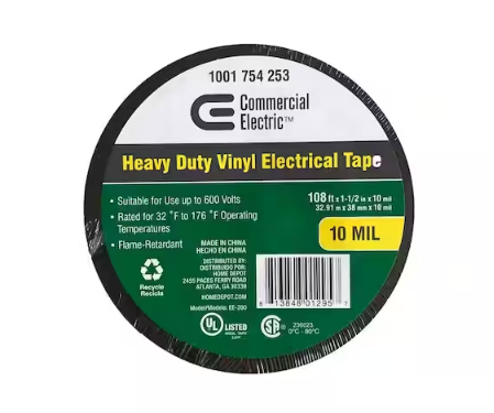 1-1/2 in. x 108 ft. Heavy Duty Tape, Black - 91001754253