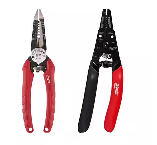 7.75 in. Combination Electricians 6-in-1 Wire Strippers Pliers with 20-32 AWG Low Voltage Wire Stripper/Cutter (2-Piece) - 91010839652