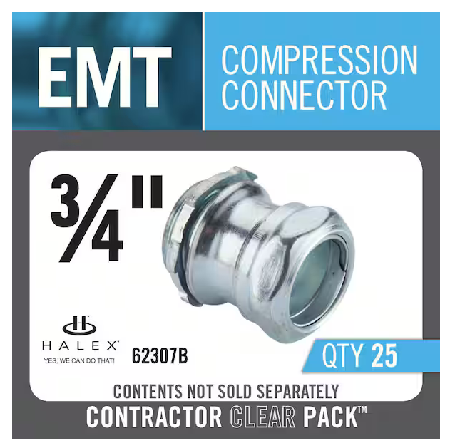3/4 in. Electrical Metallic Tube (EMT) Compression Connectors (25-Pack) - 9321083