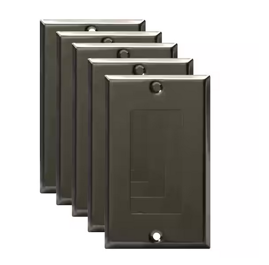 1-Gang Polished Black Decorator/Rocker Outlet Metal Wall Plate, 5-Pack - 91010015736