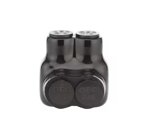 14 AWG to 2/0 AWG Dual-Rated 2-Port 1-Sided Entry Insulated Multiple Tap Connector, Black - 9409255