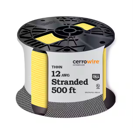 500 ft. 12 Gauge Yellow Stranded Copper THHN Wire - 9808804