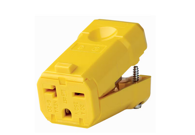 20 Amp 250-Volt Straight Blade Grounding Connector, Yellow