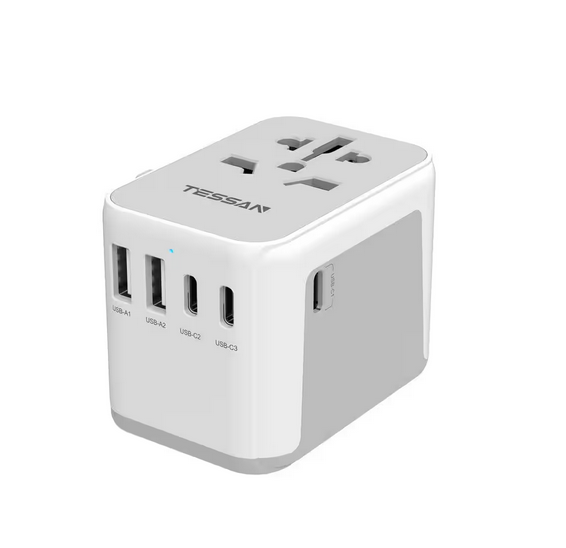 5.6 Amp 250-Volt Universal Travel Adapter Type C/G/A/I Outlet Adapter with 3 USB C 2 USB A Port Charger Outlet Converter - 91012047674