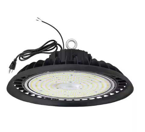 11 in. 450-Watt Equivalent Integrated LED Dimmable Black High Bay Light, 5000K UFO High Bay LED Lights for Workshop - 91010996598