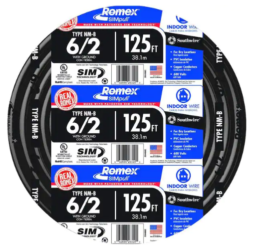 125 ft. 6/2 Stranded Romex SIMpull CU NM-B W/G Wire - 9866342