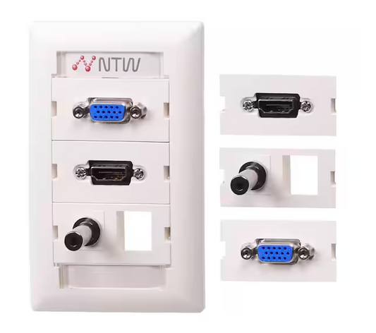 White 1-Gang Audio/Video Wall Plate (1-Pack) - 91001860351