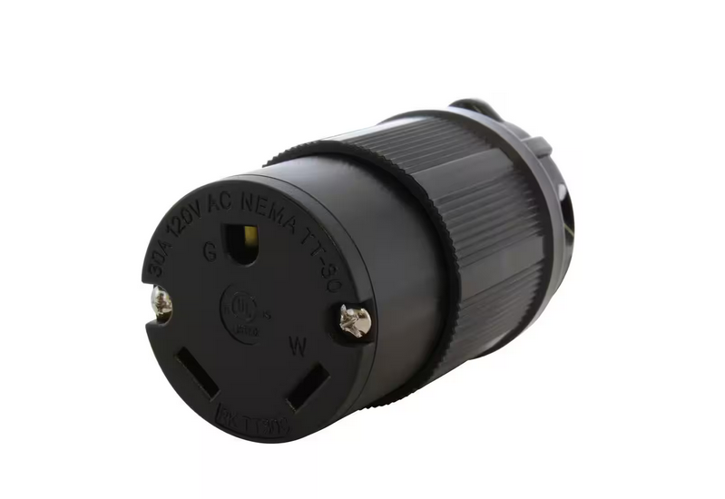 30 Amp RV Travel Trailer NEMA TT-30R Straight-Style Replacement Female Connector - 91007823591