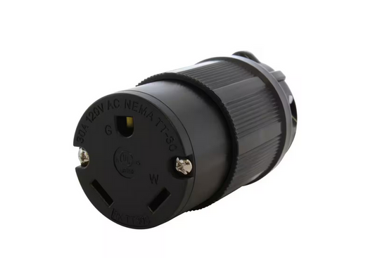 30 Amp RV Travel Trailer NEMA TT-30R Straight-Style Replacement Female Connector - 91007823591