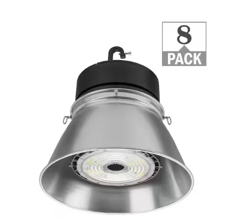 13.4 in. Round 400-Watt Equivalent Adjustable Beam Integrated LED Brushed Nickel High Bay Light 22,236 Lumens (8-Pack) - 91009721855