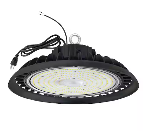 11 in. 450-Watt Equivalent Integrated LED Dimmable Black High Bay Light, 5000K UFO LED High Bay Light, ETL Listed - 91012054741