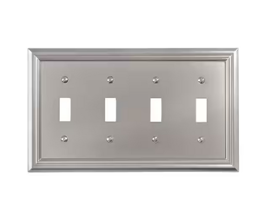 Continental 4 Gang Toggle Metal Wall Plate - Satin Nickel