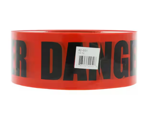 3 in. x 1000 ft. Barricade Tape, Danger, Red, (1 Roll) - 91004191288