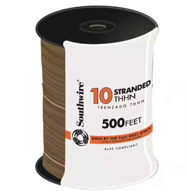 500 ft. 10 Brown Stranded CU THHN Wire - 9712016