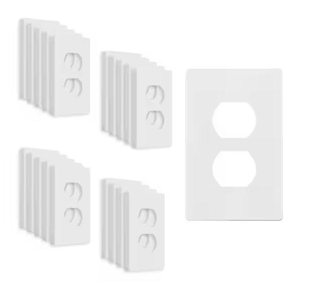 1-Gang White Duplex Outlet Plastic Screwless Wall Plate (20-Pack) -  91010413760