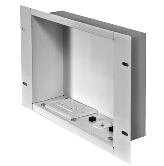 In-Wall Recessed Cable Management and Power Storage Accessory Box with Power Outlet - 91011937673