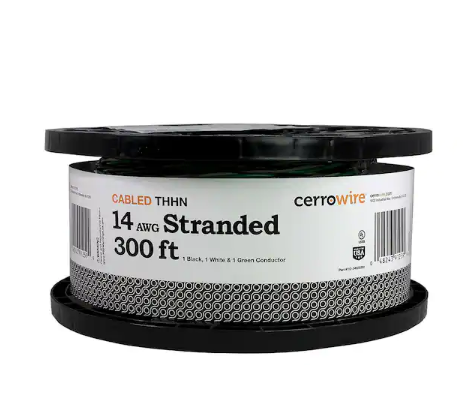 300 ft. 14/3 Black /White /Green Stranded Copper THHN Wire - 91001465563