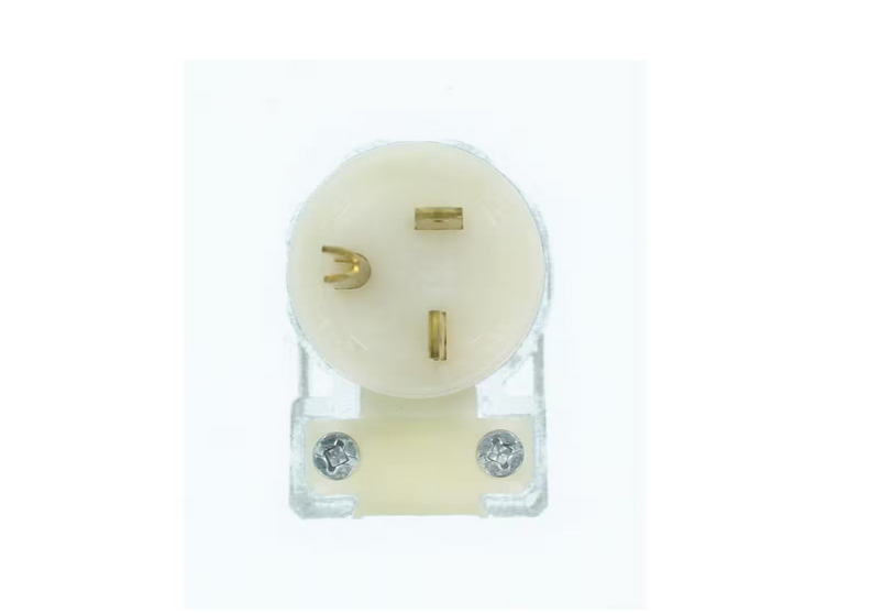 20 Amp 125-Volt Hospital Grade Grounding Angle Plug, Transparent/White