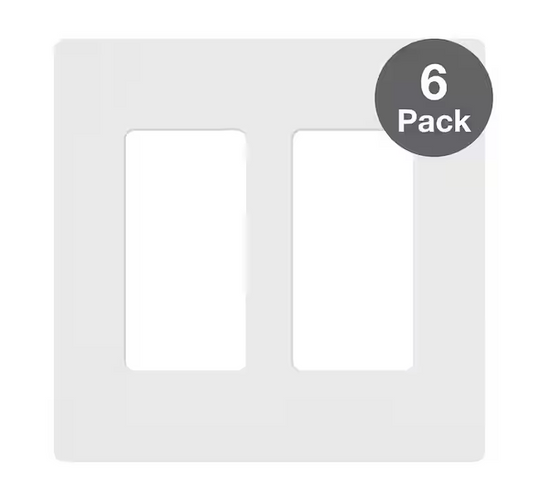 Claro 2 Gang Wall Plate for Decorator/Rocker Switches, Gloss, White (CW-2-WH-6PK) (6-Pack) - 91009668780