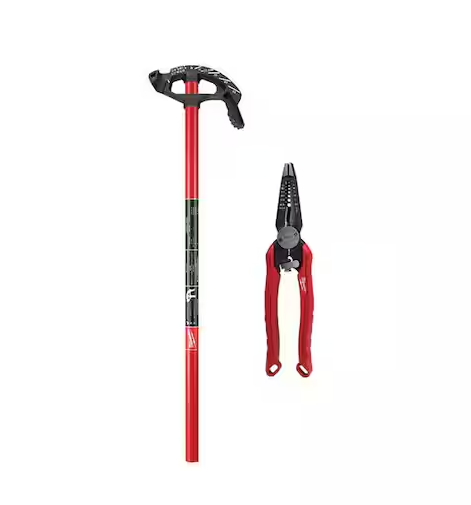 3/4 in. Iron Conduit Bender and Handle and 9 in. 7-in-1 Combination Wire Strippers Pliers - 91007569308