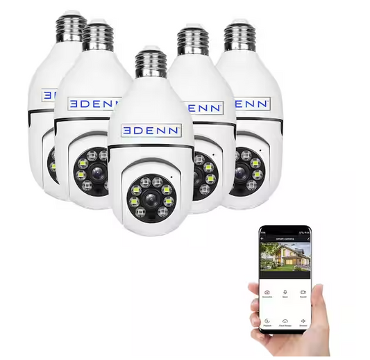 Wireless Light Bulb Indoor/Outdoor Dome WIFI Security Camera (5-Pack) - 91008859633