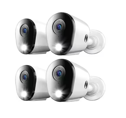 4K Wired Indoor/Outdoor Spotlight Security Cameras with 2-Way Audio (4-Pack) - 91011542391