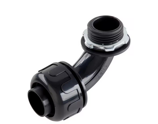 (50 Pack) 1 in. Dia. Black Liquid Tight Non Metallic Electrical PVC Conduit Elbow Fitting Connector - 91011865962