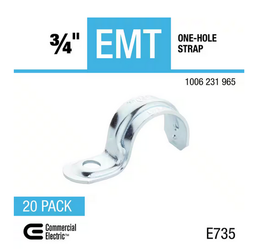 3/4 in. Electrical Metallic Tubing (EMT) One-Hole Strap (20-Pack) - 91006231965