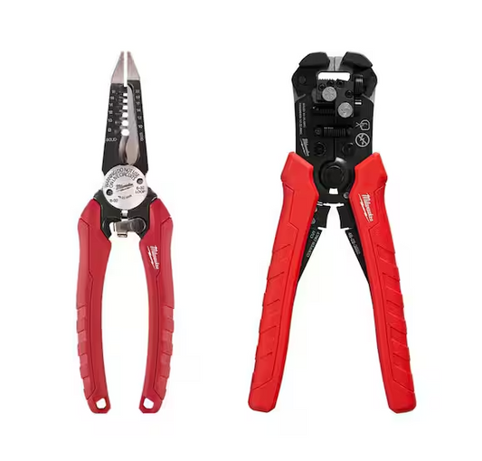 7.75 in. Combination Electricians 6-in-1 Wire Strippers Pliers with Self-Adjusting Wire Stripper and Cutter (2-Piece)