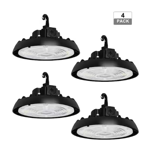 12.8 in. Integrated UFO LED High Bay Light Fixture Garage Light, 4000/5000K, 33600Lumens 0-10V Dimming(4-Pack) - 91010996618