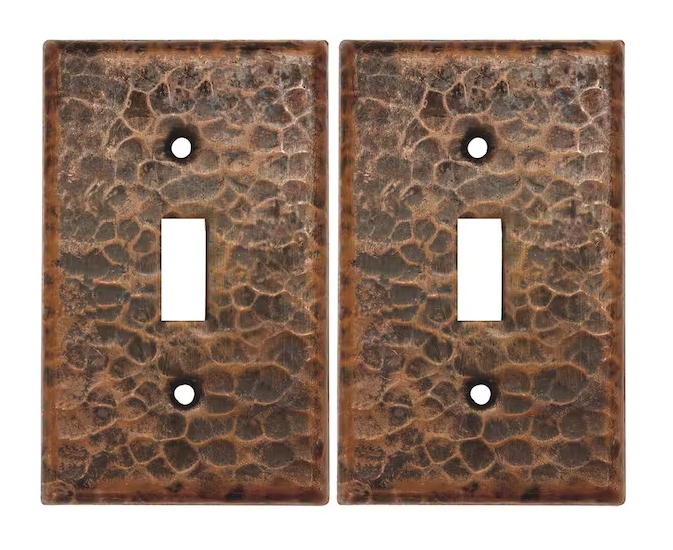 1 Gang Hammered Copper Single Toggle Switch Plate, Oil Rubbed Bronze (Quantity 2)