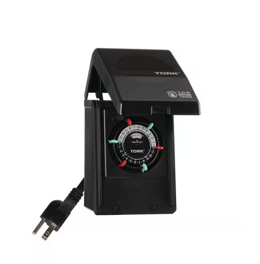 15 Amp 24-Hour Indoor/Outdoor Plug-in Heavy Duty Mechanical Timer with 2-Grounded Outlets in Black