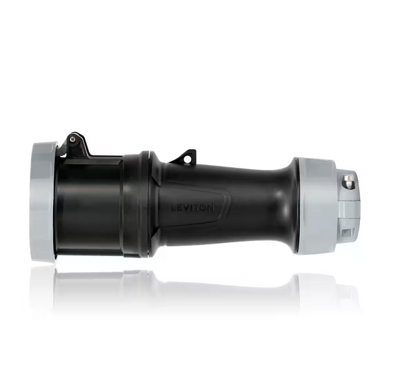 LEV Series 60 Amp 347-Volt/600-Volt 3-Phase, 4P, 5W IEC 60309-1 and 60309-2 Pin and Sleeve Connector Watertight, Black - 91007207484